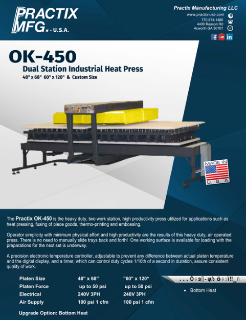 Practix OK-16 Rotary Sublimation Press (66 - 128 Cut-Parts-Model)